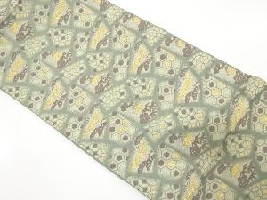 アンティーク　変わり石畳に松竹梅・古典柄織り出し袋帯（着用可）